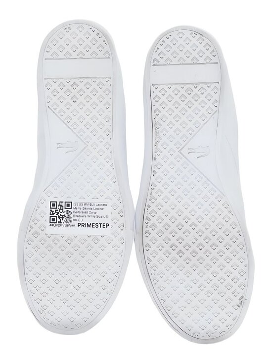 Lacoste Men\'s Bayliss Leather Perforated Collar Sneakers White Size 8M